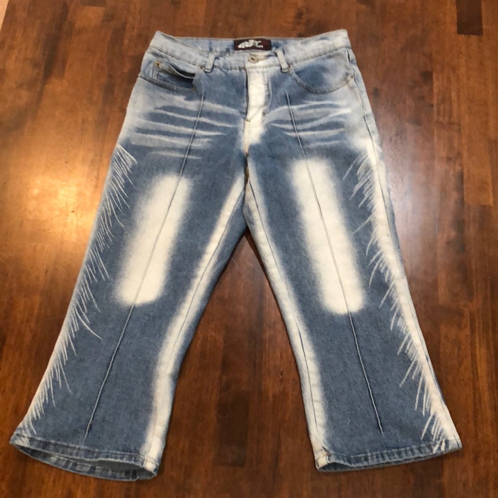 Lazer Jeans Women's Junior Capri Pants Size 3 Bleached White Washed 2-tone